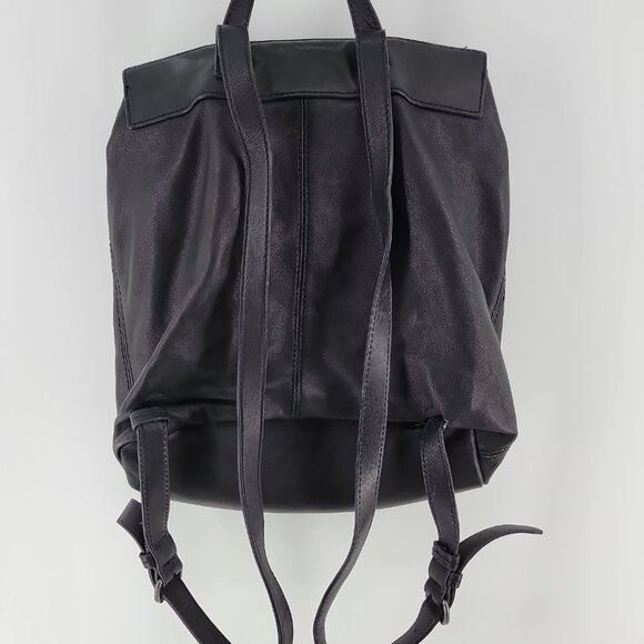 Lucky Brand Black Leather Backpack | Tassel Flap | Casual Boho Daypack main image 8